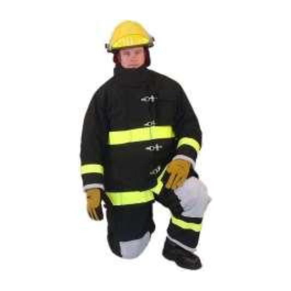 CHAQUETON DE BOMBERO VERIDIAN NEGRO FIRE PRO DE NOMEX CINTA DE LIMA AMARILLO T-XL  image number null