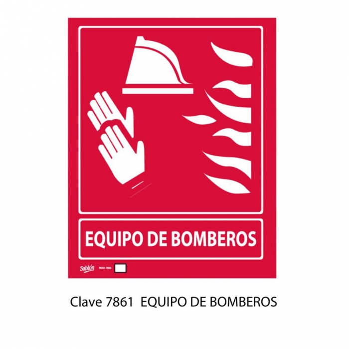 POSTER SABLON 7861 LAMINA 40X34 BOMBEROS BLANCO IMPRESO ROJO  image number null