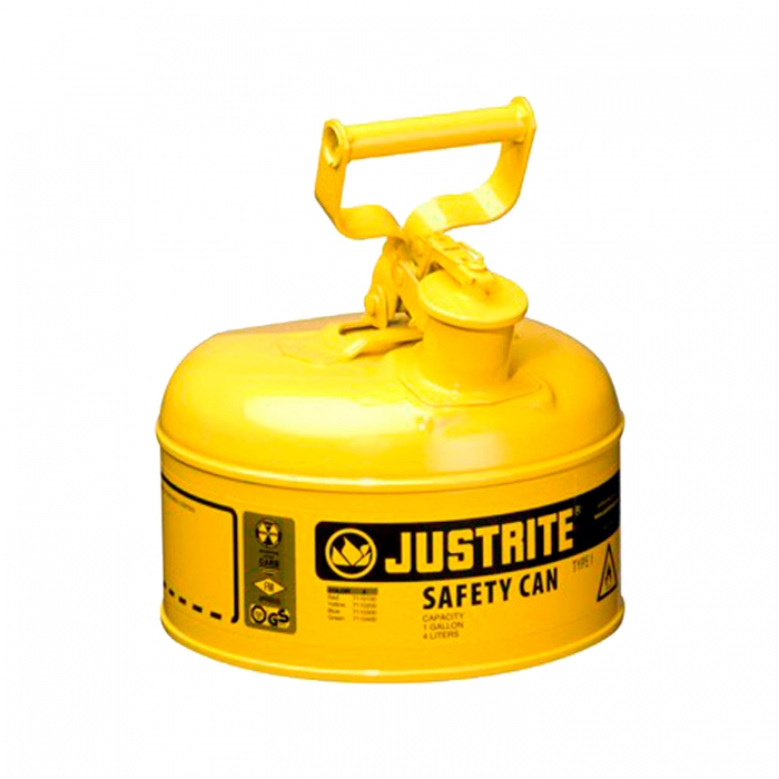 BIDON DE SEGURIDAD JUSTRITE TIPO 1 DE ACERO AMARILLO CAP 4 L C/MANGO DE OSCILANTE  image number null