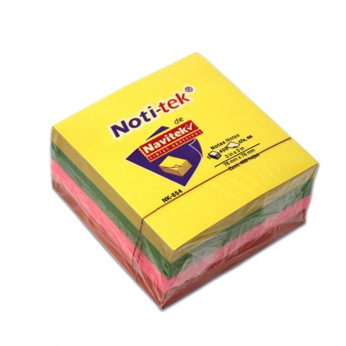 Navitek Block Notitek De Notas Adhesivas  Con  30   Neon   4 Amarillo Neon  4 Verde Neon  4 Rosa Neon  80405700420 - NAVITEK