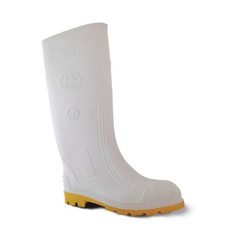 BOTA BATA SUPER 2000 DE PVC BLANCAAMARILLO T9